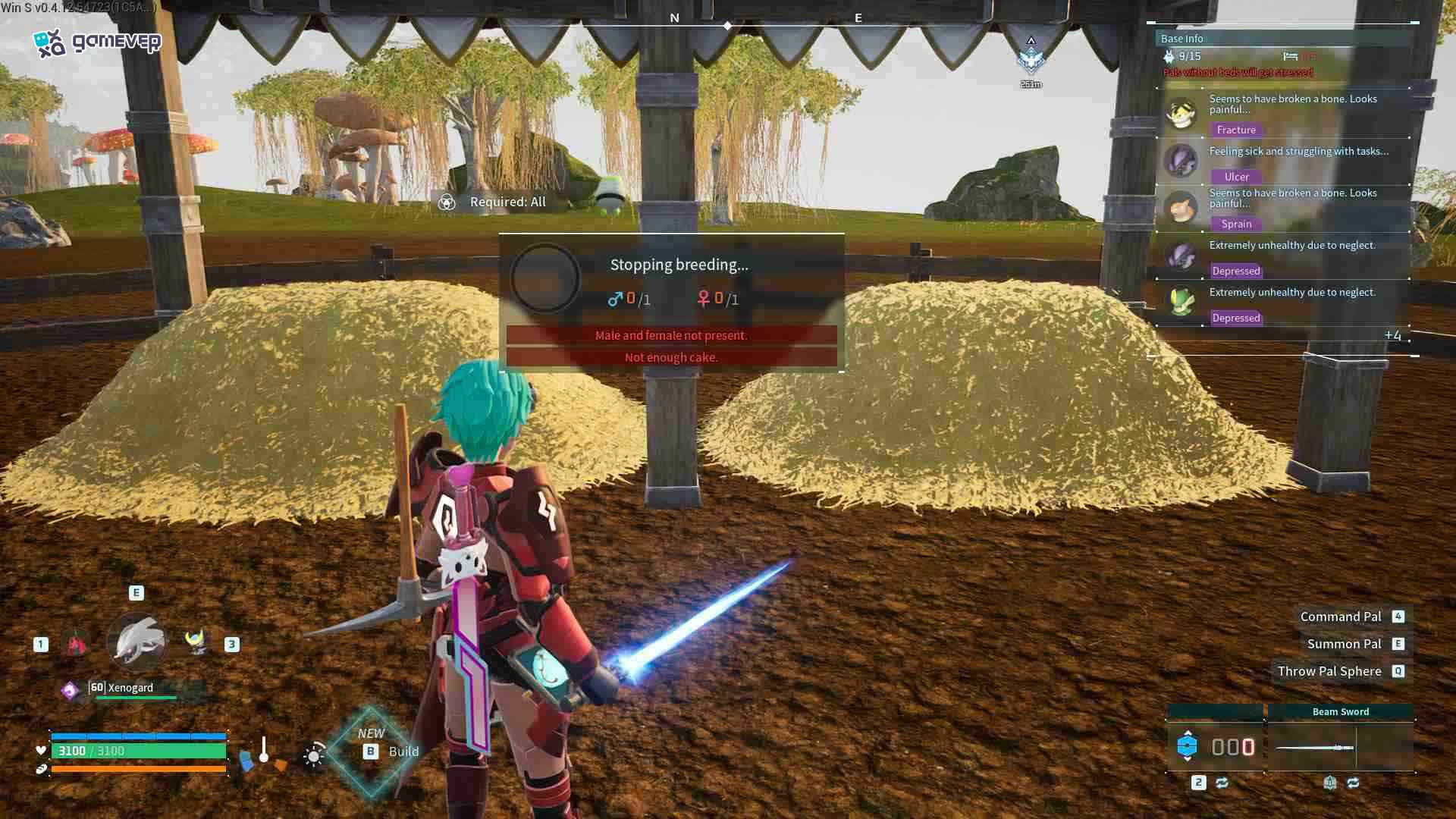 Construye una Granja de Cría en un lugar seguro de tu base en Palworld.