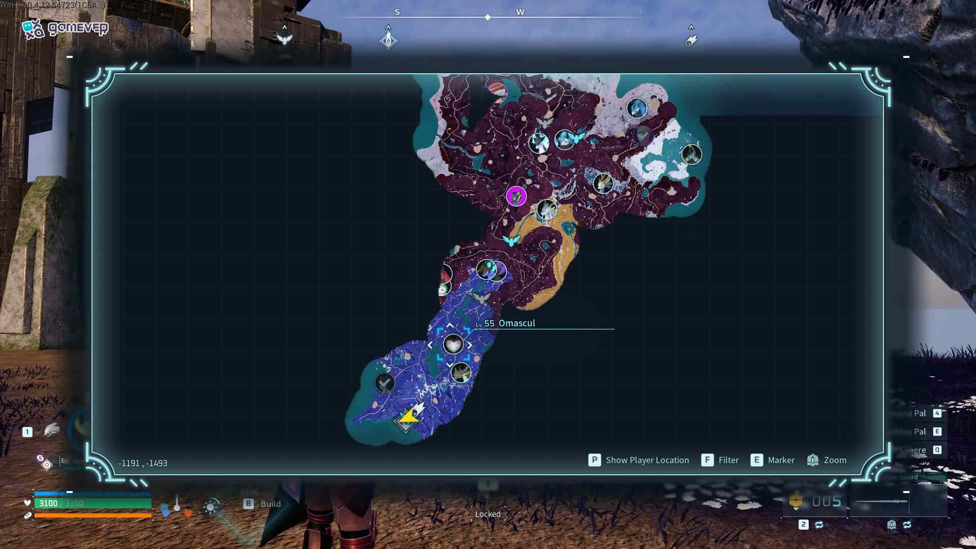 Ubica el hábitat de Omascul usando el mapa de Feybreak.