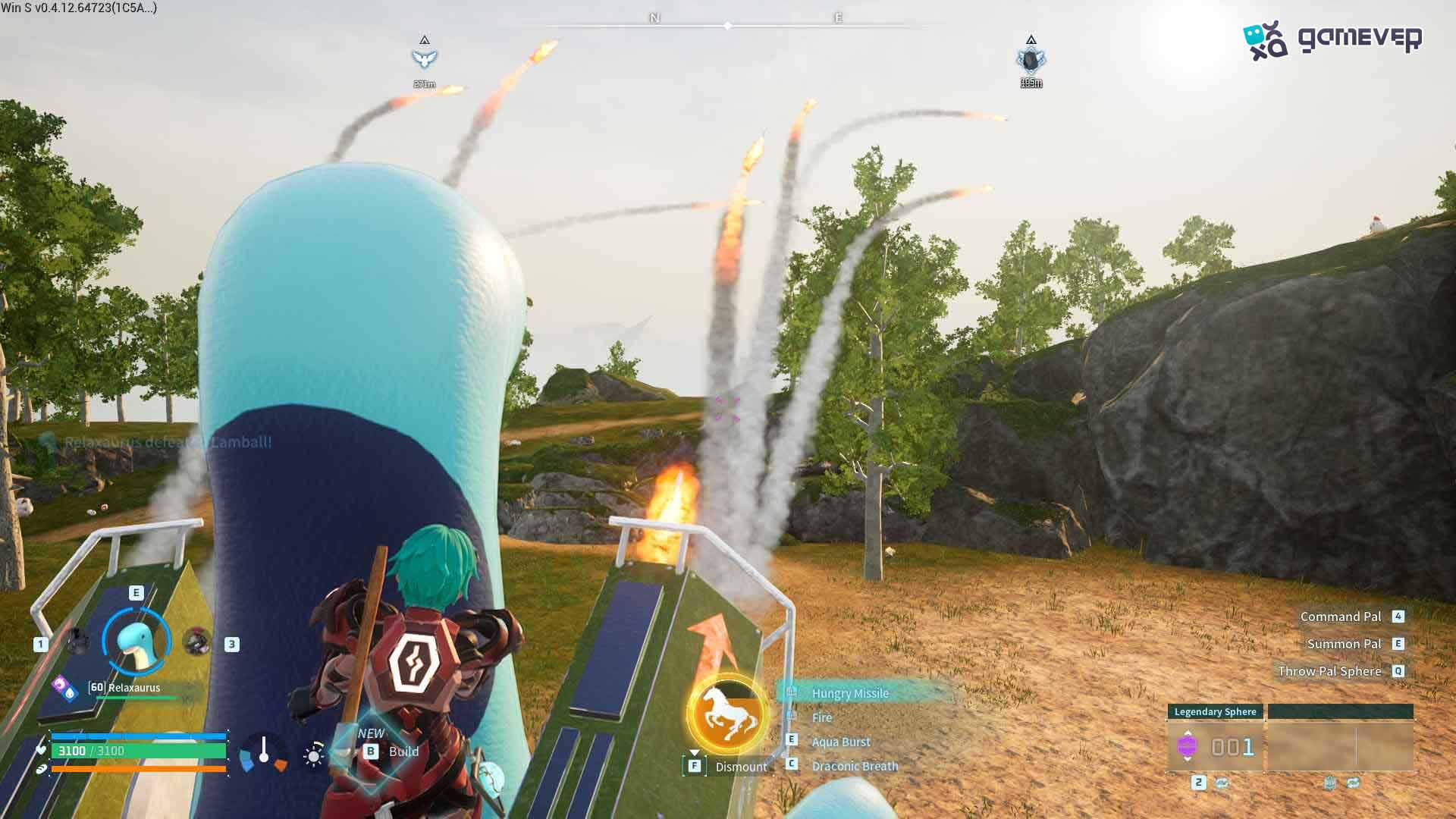 Mira a Relaxaurus liberar su habilidad Hungry Missile durante la batalla