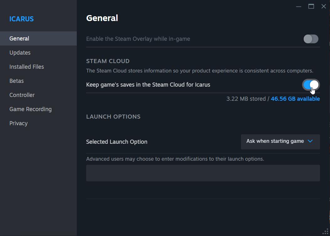 Wyłącz synchronizację Steam Cloud, aby zapobiec przywracaniu plików