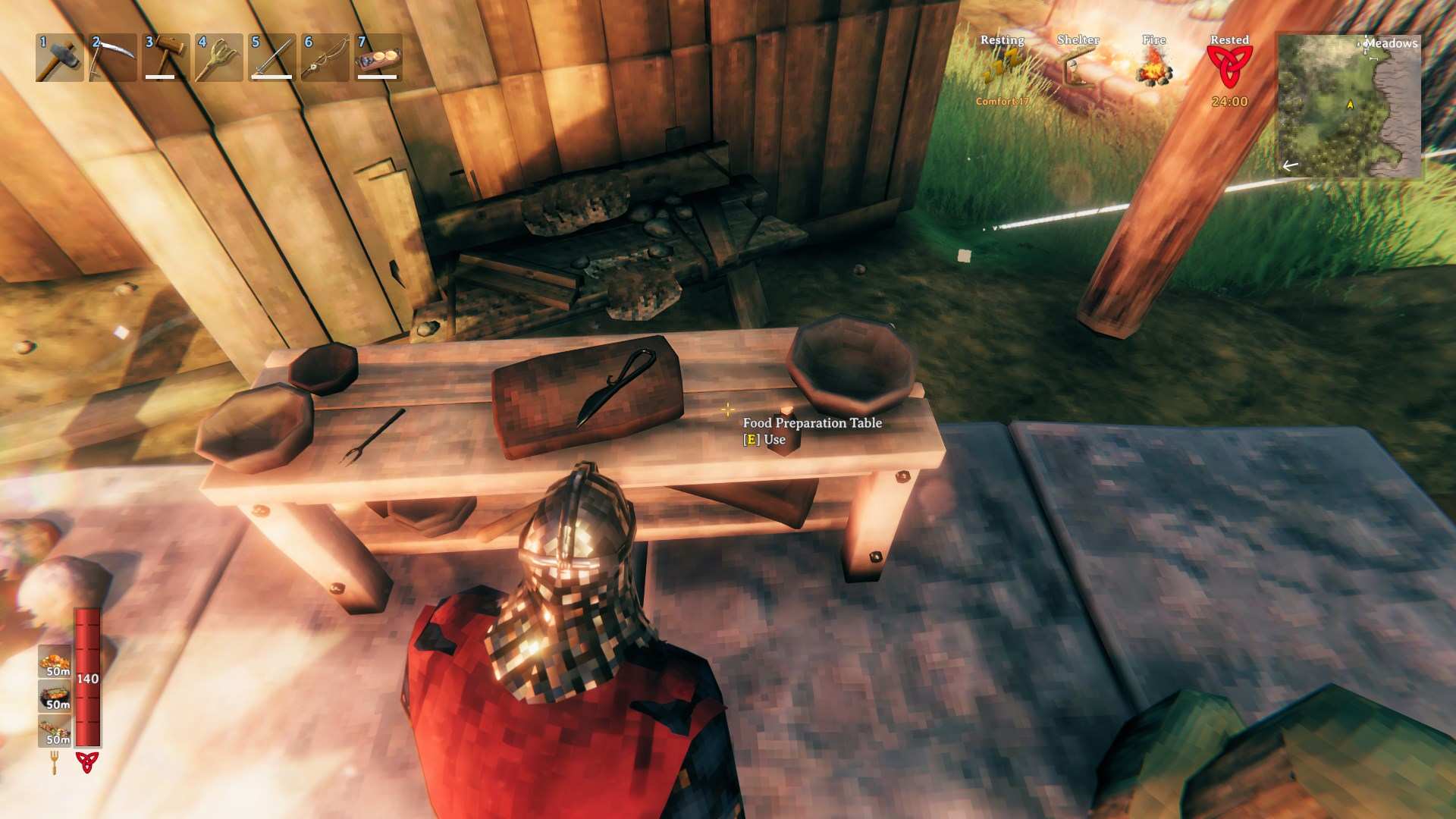 Zrób miskę dla smakoszy Ashlands przy stole do przygotowywania posiłków w Valheim Bog Witch