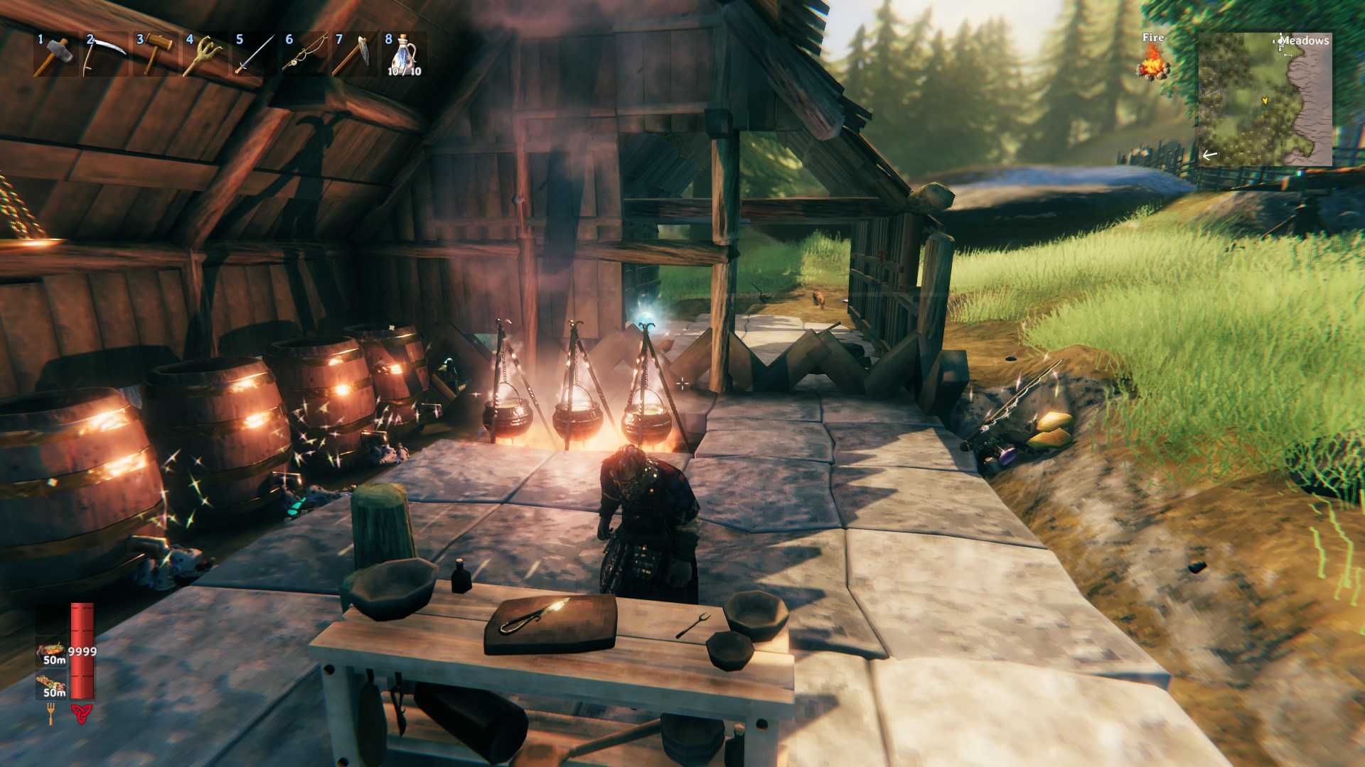 Skonfiguruj stół do przygotowywania posiłków, aby uzyskać dostęp do przepisów w Valheim Bog Witch