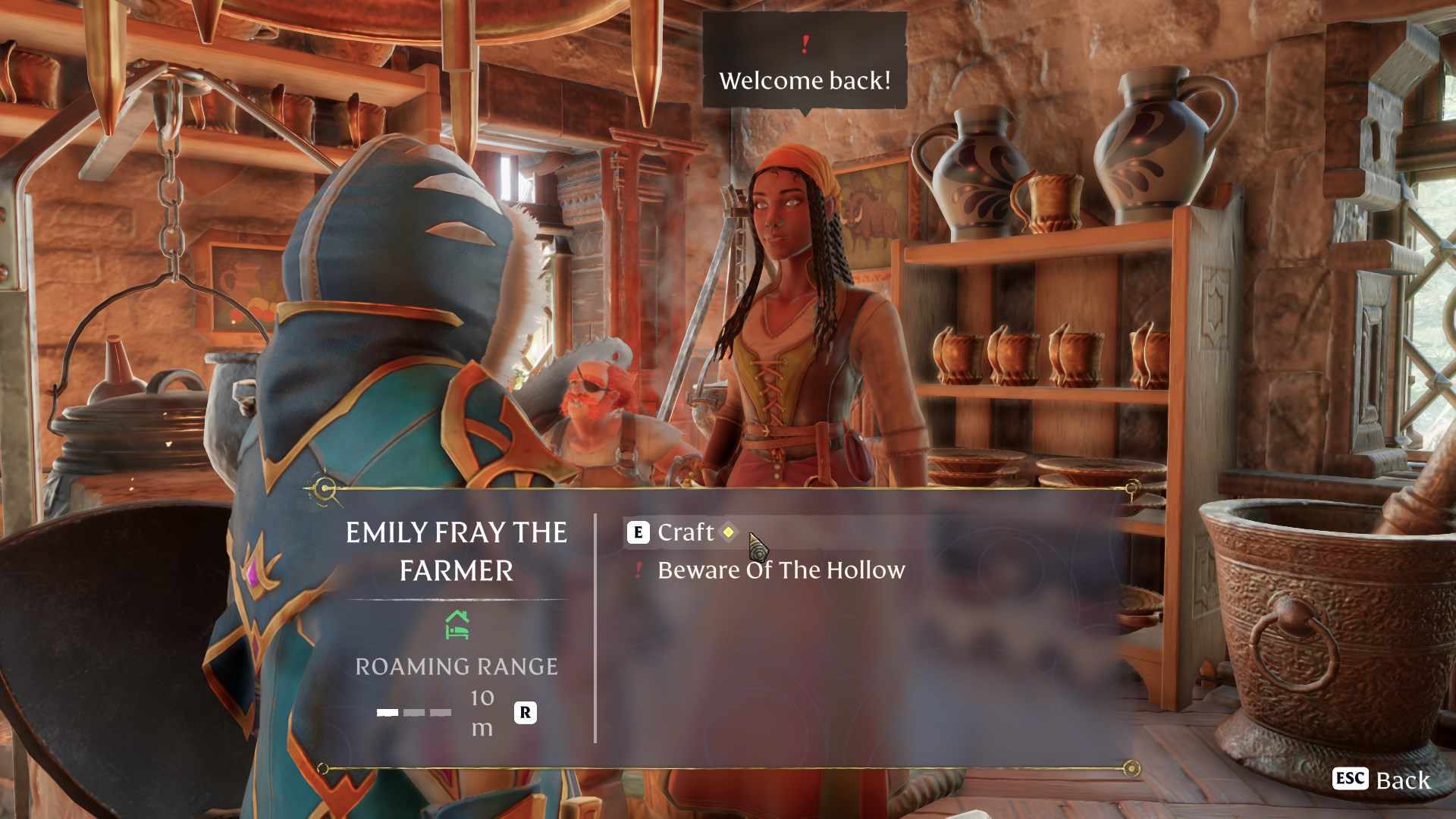 Speak with the Farmer NPC to unlock new crafting options