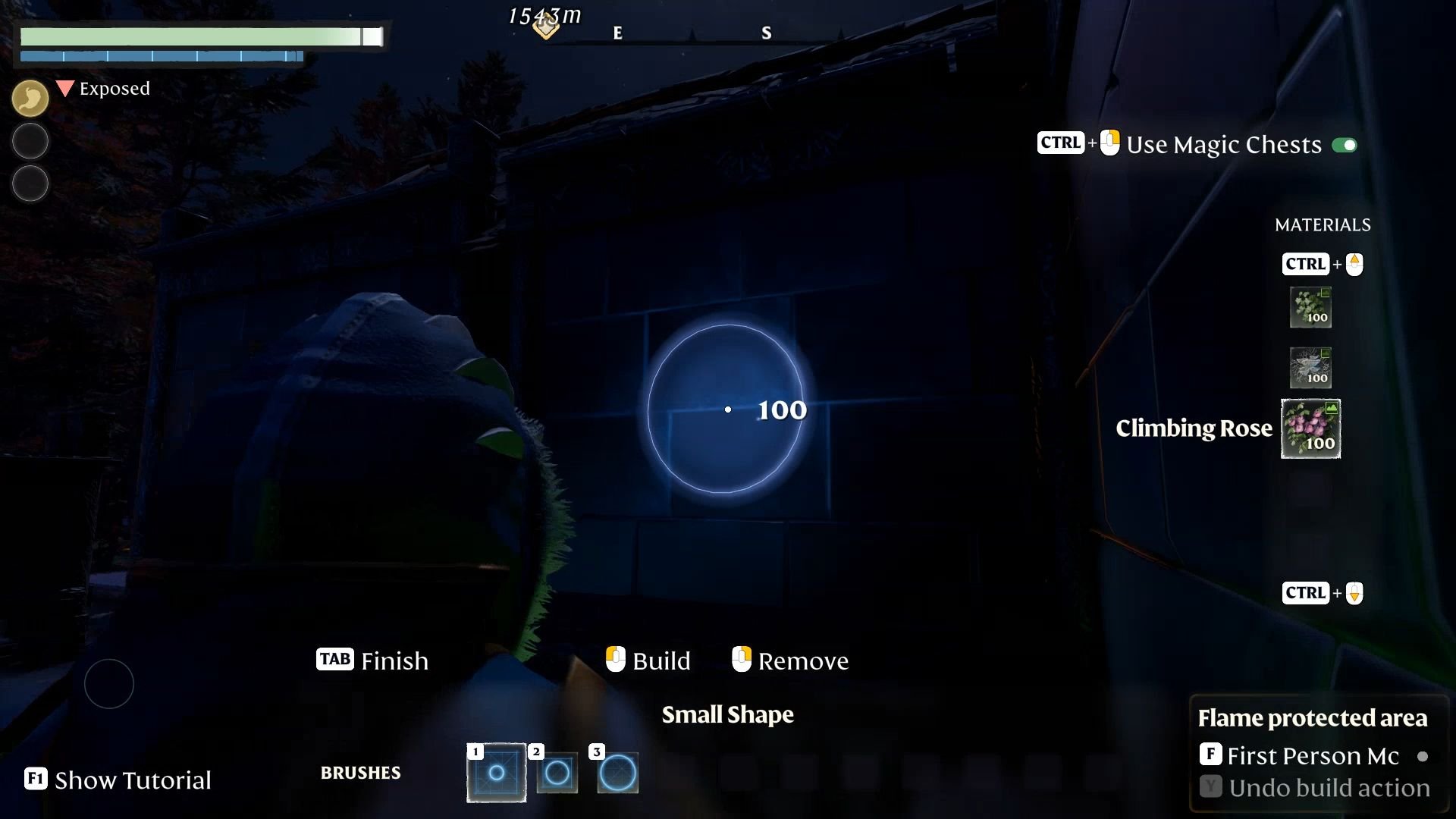 Equip your tool and open the building panel with Tab