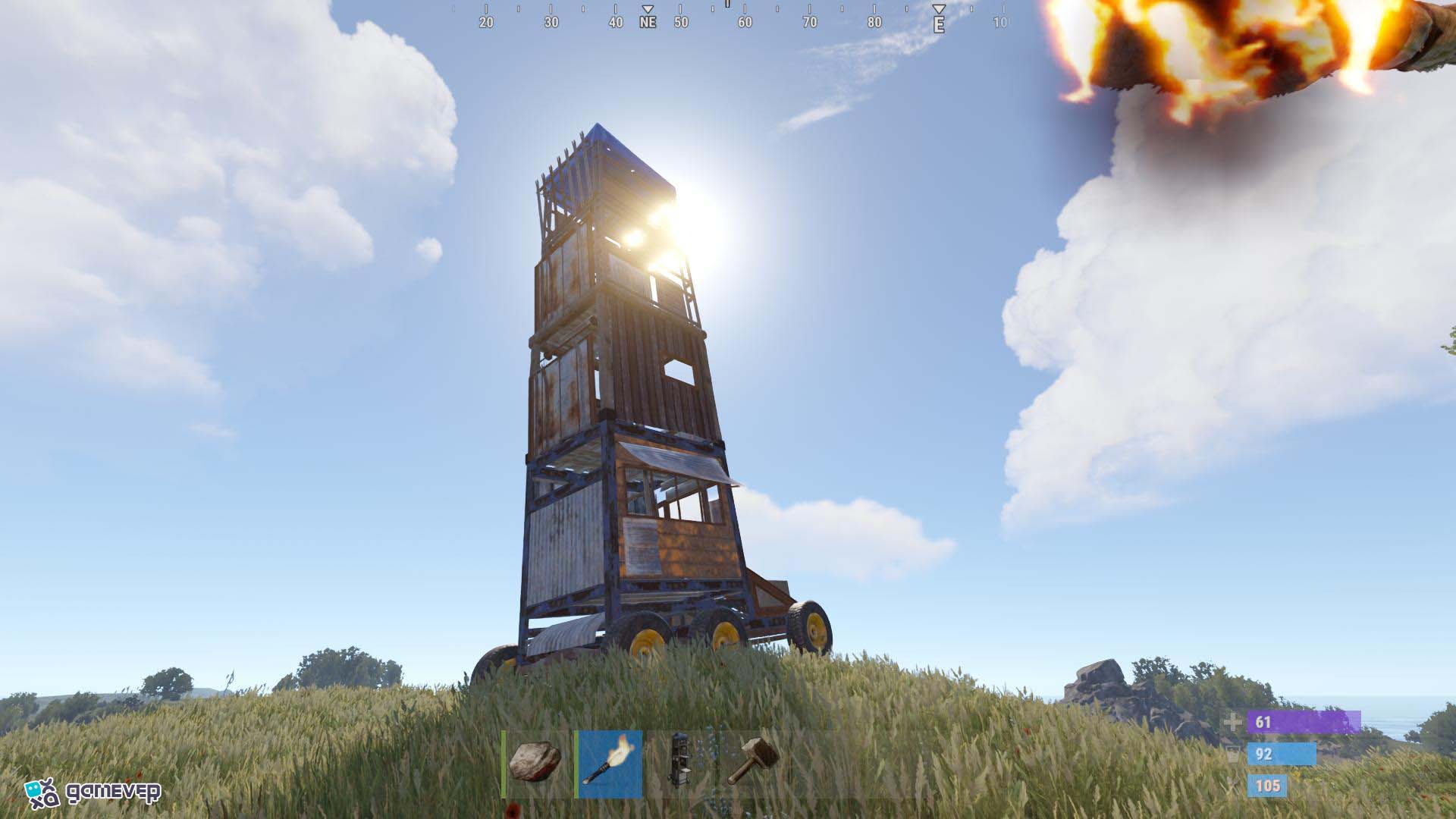 Captura la celebración triunfante después de asegurar tu base en Rust.