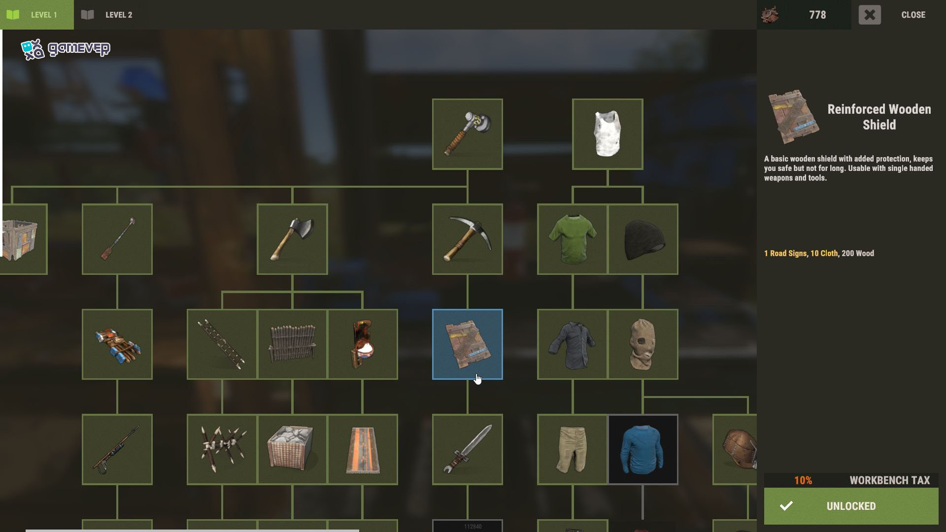 Reúne materiales y fabrica tu primer Escudo de Madera en Rust.