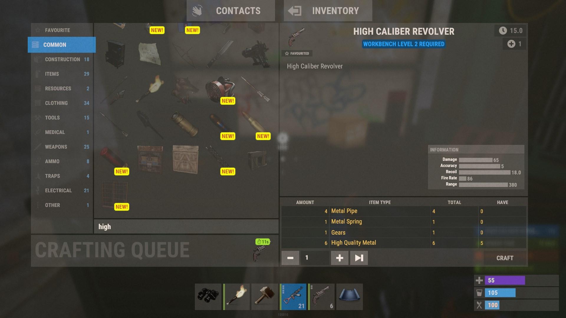 Zbuduj rewolwer dużego kalibru na stole warsztatowym poziomu 2 w aktualizacji Rust 2.0