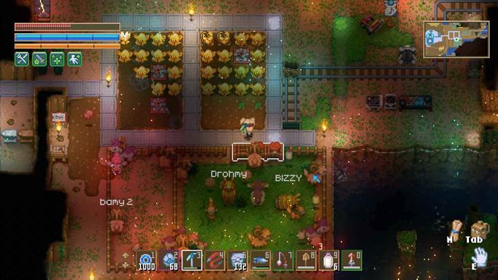 Baue ein sicheres Gehege, um Drohmbles geschützt und gut versorgt zu halten in Core Keeper.