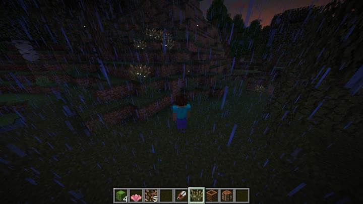 Use bone meal to grow a glowing bush garden
