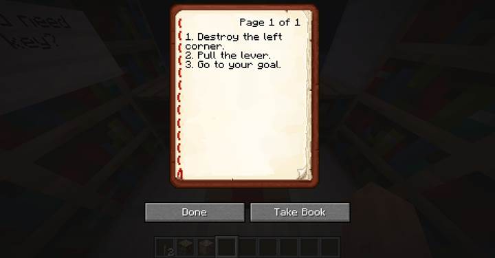 Deliver a book clue through a chest and install it on the lectern in Minecraft.