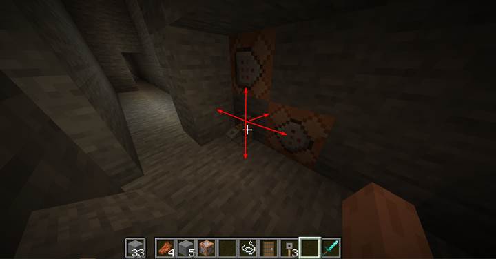 Verstecke Schnüre über Ecken oder in dunklen Stellen in Minecraft.
