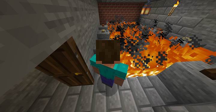 Fill the room with fire on failure — dramatic endings!