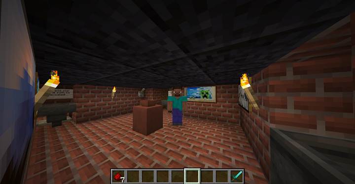 Lege irgendeinen Gegenstand in den Trichter, um den ersten Komparator in Minecraft auszulösen.