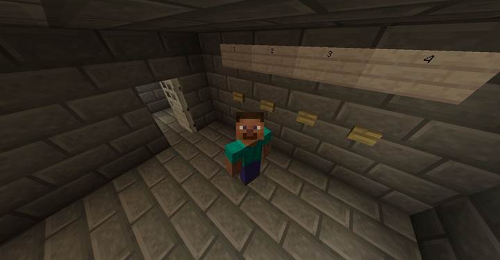 Open a door when a score reaches the correct value in Minecraft.