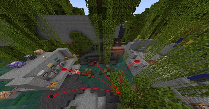 Use teleportation to move players into boss arenas in Minecraft.