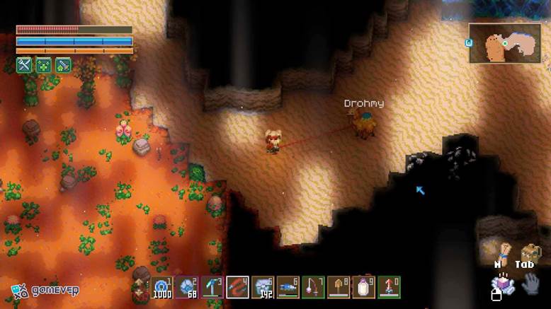 Acércate con cuidado a un Drohmble para no espantarlo en Core Keeper.