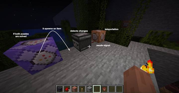Wyświetlanie elementu pojawiającego się przed obserwatorem w grze Minecraft w celu uzyskania ostatecznego wyzwalacza.