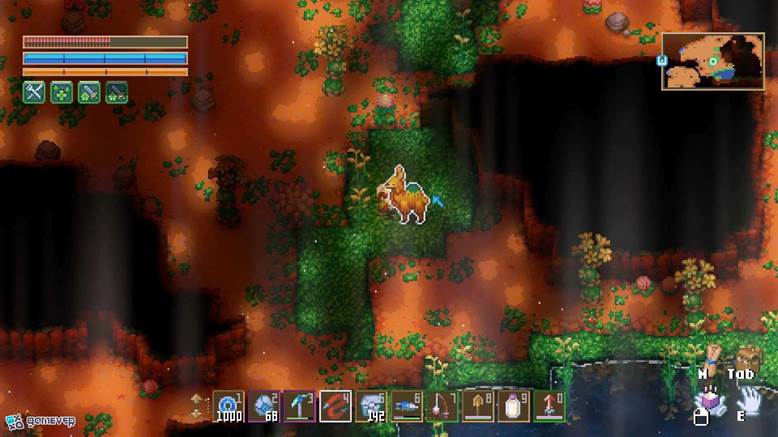 Busca Drohmbles deambulando cerca del agua en Core Keeper.
