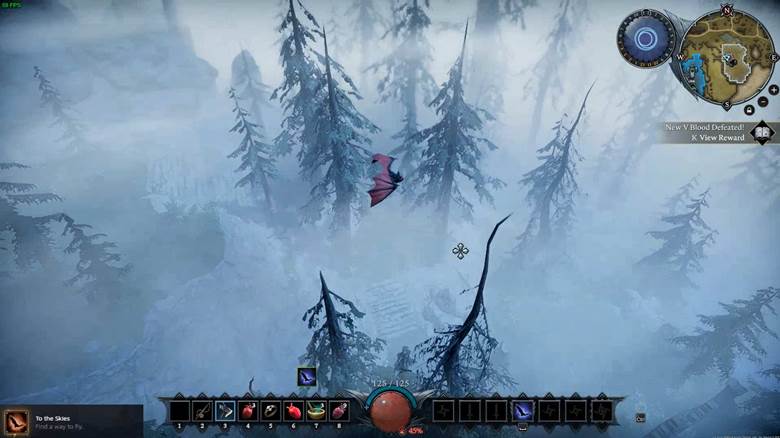 Nimm mit der Fledermausform in V Rising Flug.