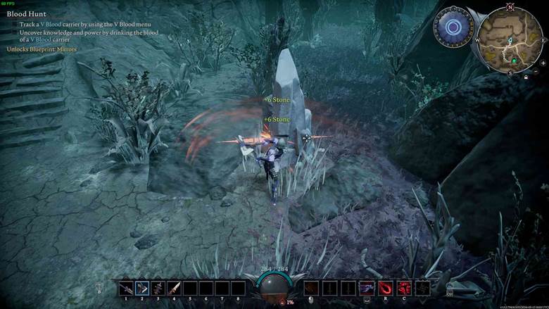 Erkunde die Wildnis nach reichlich Stein und Holz in V Rising!
