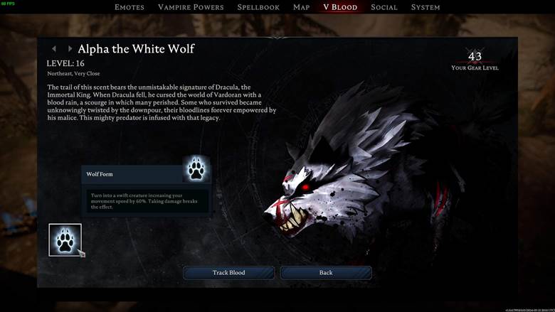 Spüre den 60%igen Geschwindigkeitsboost in der Wolfsgestalt in V Rising.