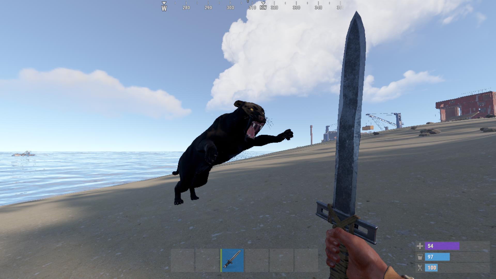 Jage Panther oder Tiger für großes Katzenfleisch im Rust Jungle Update.