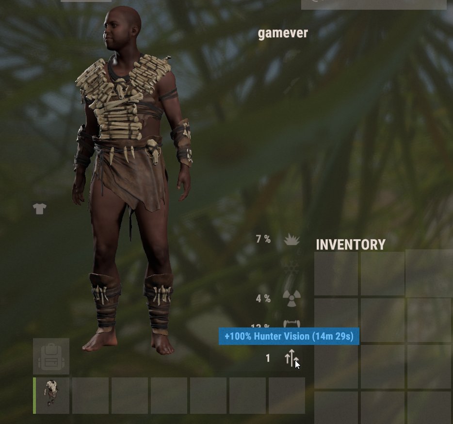 Iss den Pie, um Hunter Vision zu aktivieren und Tierpfade zu sehen.