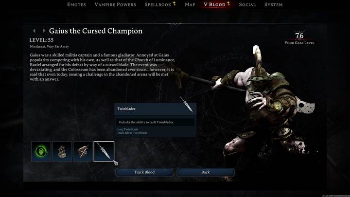 Head to the Colosseum in Dunley Farms to challenge Gaius the Cursed Champion.