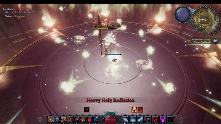 Sidestep the buzzsaw swing by hugging solarus flank then unleash a quick counter.