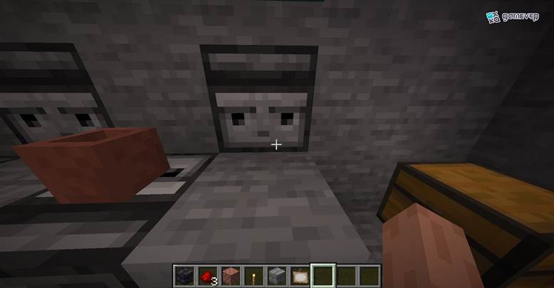 Muestra claramente la cara del observador y su punto de salida de redstone.