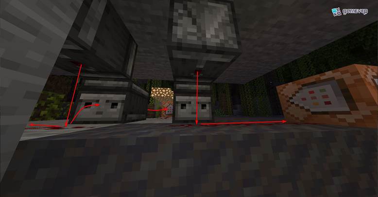 Construye una tubería vertical de observadores para demostrar la transmisión de señal hacia abajo en Minecraft.