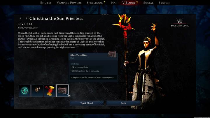 Stelle die Silberfaden-Tasche her, nachdem du Christina die Sonnenpriesterin in V Rising Oakveil Update besiegt hast.
