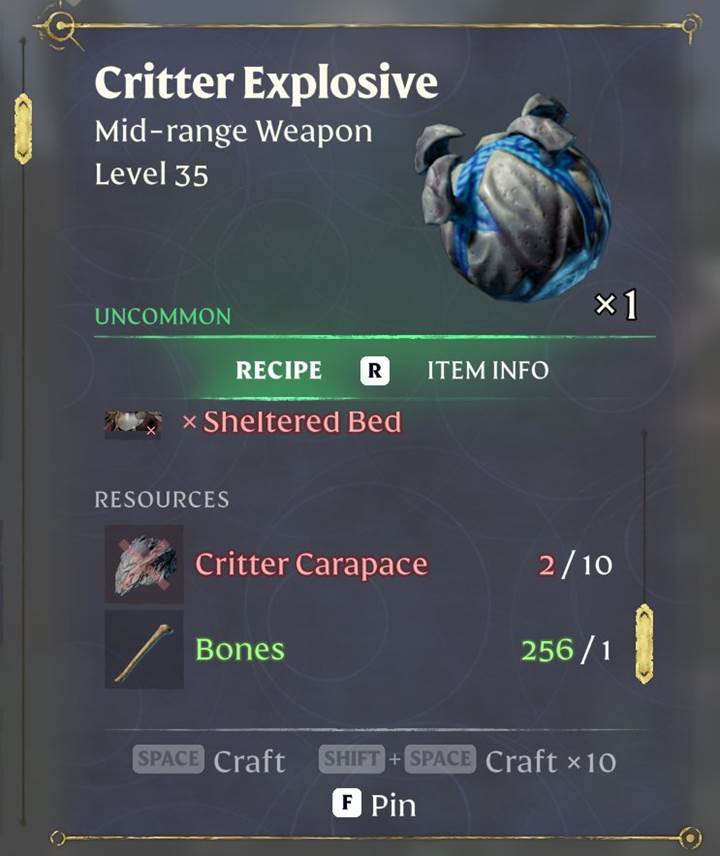 Visit your Alchemist NPC in Enshrouded to craft explosives.