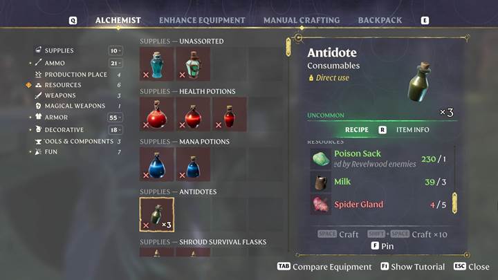 Collect Spider Glands diligently in Enshrouded Thralls of Twilight Update.