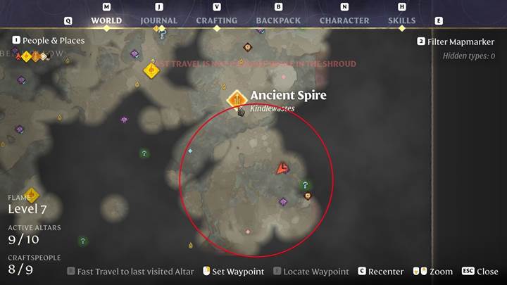 Finde Kindlewastes-Biom in Enshrouded.