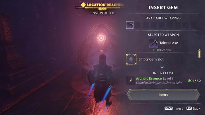 Setze das Juwel der kalten Gelassenheit in Enshrouded Thralls of Twilight ein.