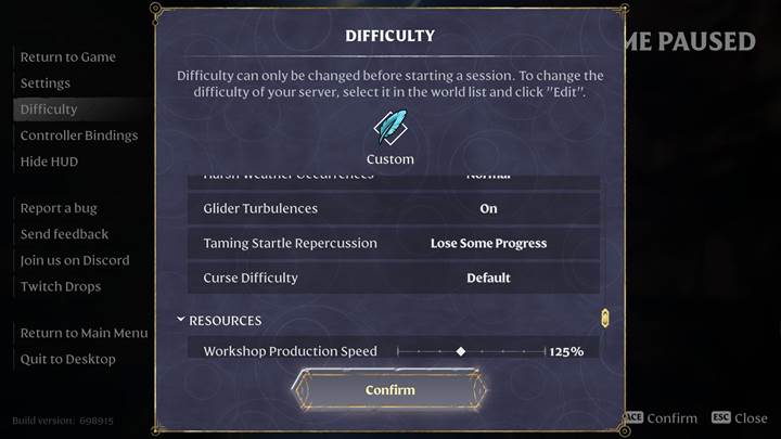 Deaktiviere den Fellfluch über die Einstellungen in Enshrouded Thralls of Twilight Update.