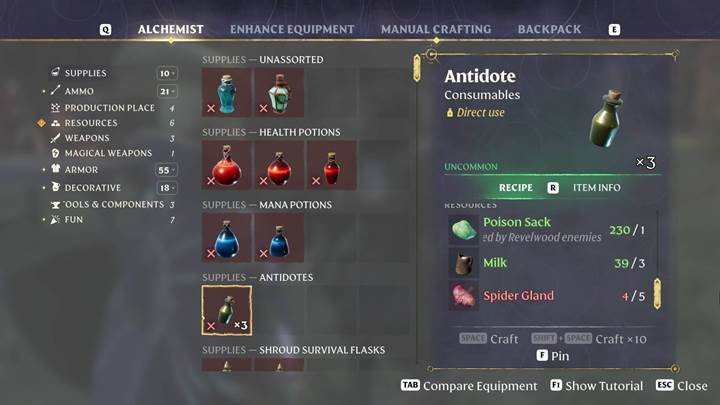 Sammle Spinnendrüsen fleißig im Enshrouded Thralls of Twilight Update.