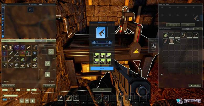 Usa una mesa de fabricación para construir tu subfusil en Icarus.