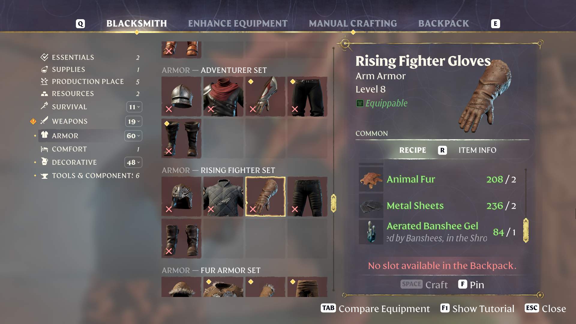 Użyj żelu Banshee do tworzenia sprzętu w Enshrouded Thralls of Twilight.