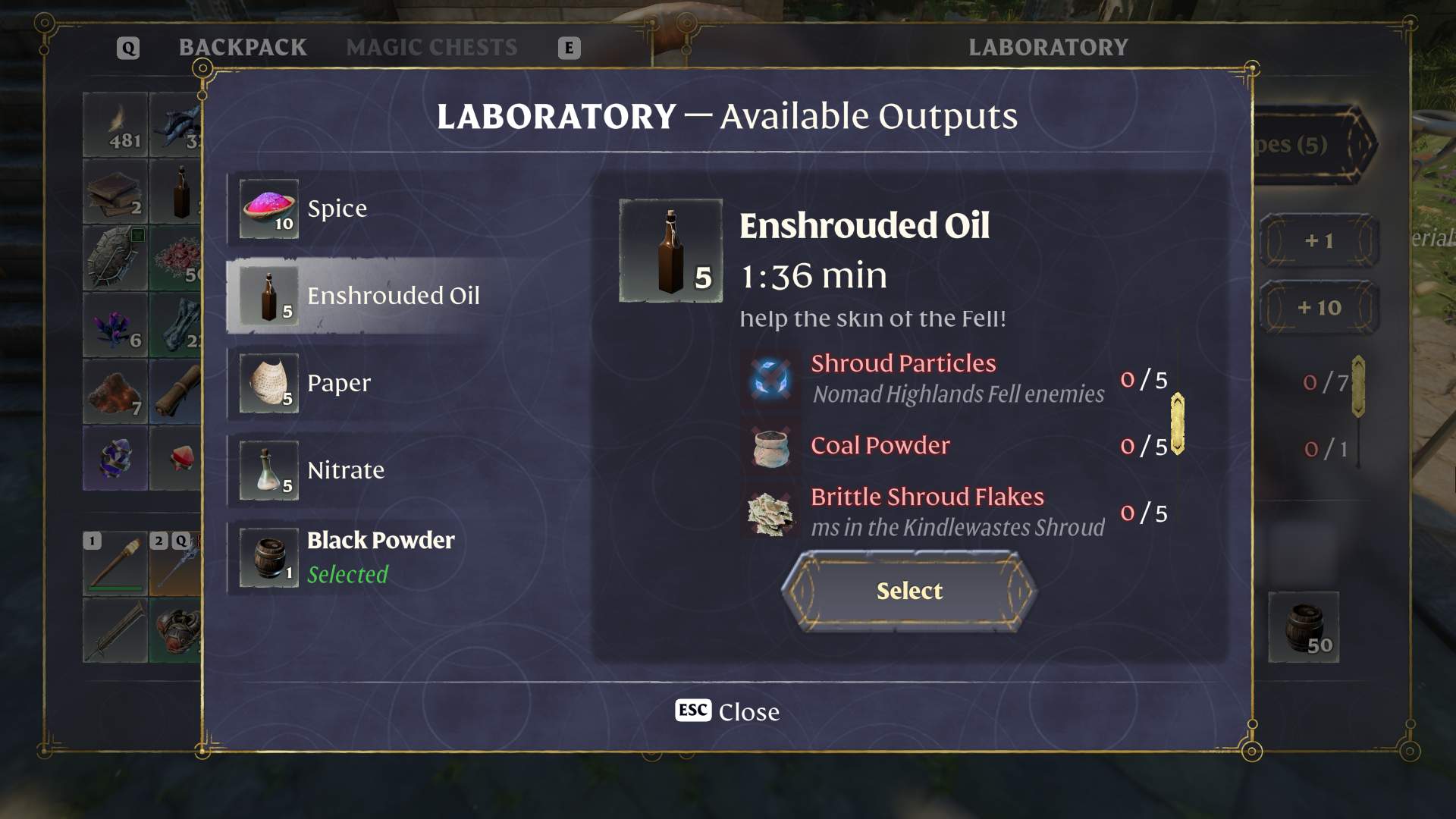 Wytwarzaj Spowitą Ropę z cząsteczkami Całunu w Enshrouded Thralls of Twilight Update.