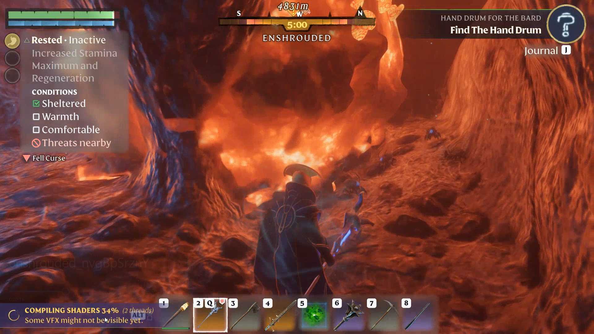 Szybko zbieraj piasek z Całunu w Enshrouded Thralls of Twilight.