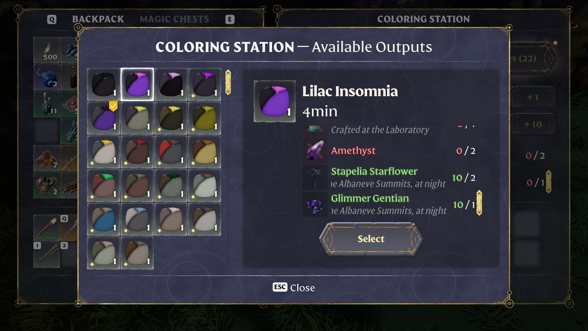 Zmiażdż kwiaty na barwnik w Enshrouded Thralls of Twilight Update.
