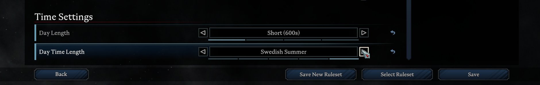 Wybierz Short lub Swedish Summer, aby skrócić dzień prawie o połowę.