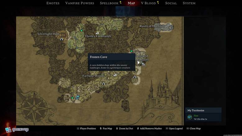 Navega por túneles helados para llegar a la Cueva Helada en la actualización Oakveil de V Rising.