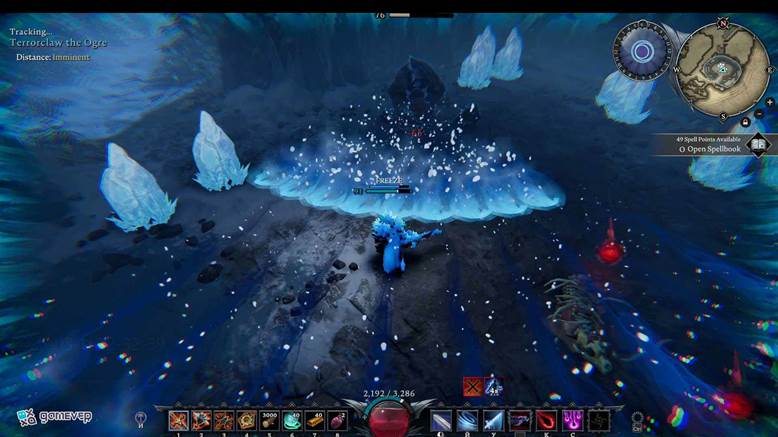 Atácale cuando Terrorclaw se retraiga tras invocar fragmentos de hielo en la actualización Oakveil de V Rising.