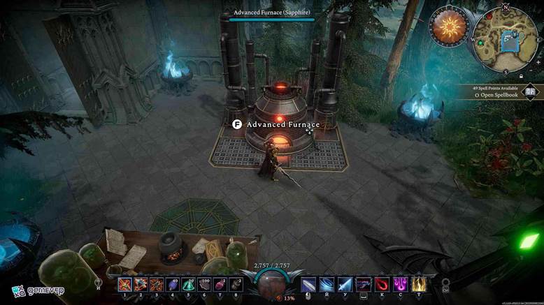 Derrota a Cyril el Herrero Maldito para desbloquear el Horno Avanzado en la actualización Oakveil de V Rising.