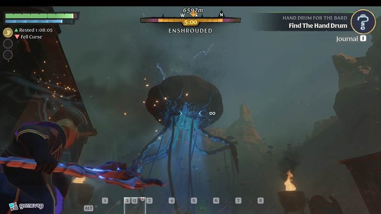 Equipa armas a distancia en Enshrouded: Thralls of Twilight.