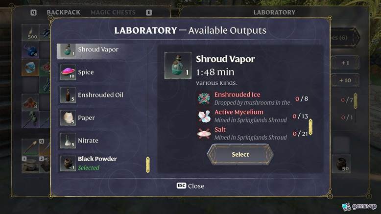 Elabora potentes antídotos y pociones con tu Vapor del Velo.