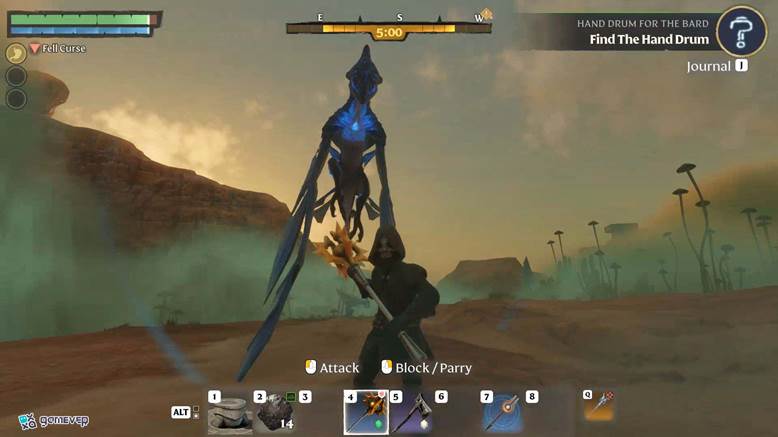 Apunta a los buitres dracónicos flotantes que patrullan el cielo en Enshrouded: Thralls of Twilight.